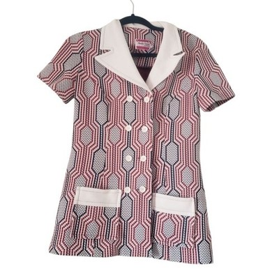 Vintage 70s Moody Street Geometric Button Down Shacket Size 10 Artsy Retro