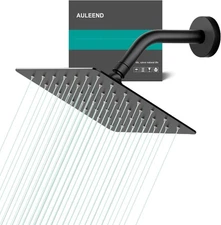 AULEEND 6 Inch Rain Shower head, High Flow/Pressure Stainless Steel Matte Black