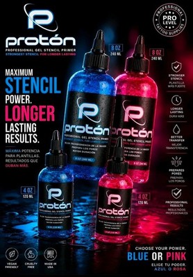 Proton Blue/Pink Stencil Primer Gel 8/4oz Vegan - Professional Gel Stencil Prime