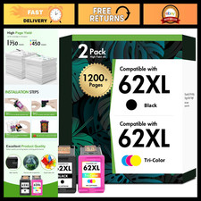 High-Capacity 62XL Ink Cartridges Combo Pack for HP Printers - Black  Color
