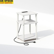3-Tier Turn-N-Tube Nightstand W/ USB Type-C Charging Station Open Storage