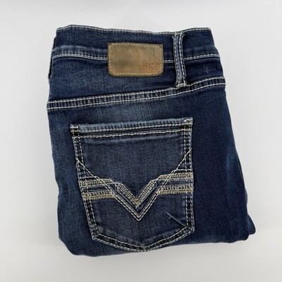BKE Jake Mens Distressed Straight Leg Jeans Dark Wash 38x32 Fits 36x31
