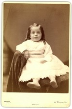 Cabinet Card Circa 1890s Hardy Cute Child in Dress Boston MA