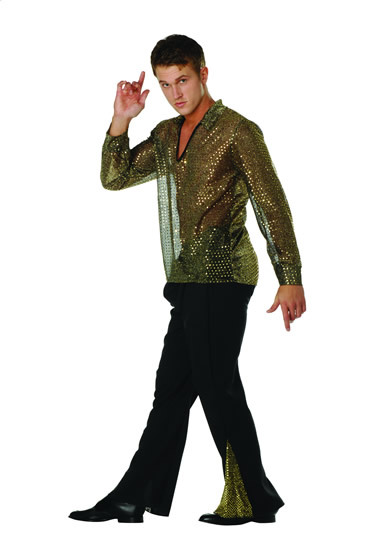  アメリカン様 70S 80S MENS MALE DISCO SEQUIN COSTUME SHIRT & PANTS DANCE FEVER