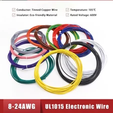 8-24AWG UL1015 Electronic Wire Cable Tinned Copper Wire 600V HIGH TEMP 105℃