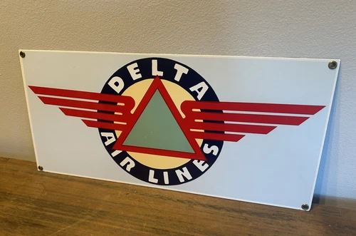 Delta Air Lines Vintage Look Retro Porcelain Sign Ande Rooney Porcelain Sign