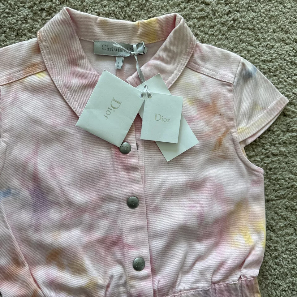 Vestido jeans Christian Dior 100% autêntico novo com etiquetas para meninas - Tamanho 8 anos - Rosa - Imagem 2 de 4