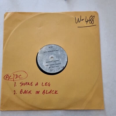 Ac/dc Single Test Pressing Acetate Shake A Leg/back In Black South Africa - Imagen 1 de 4