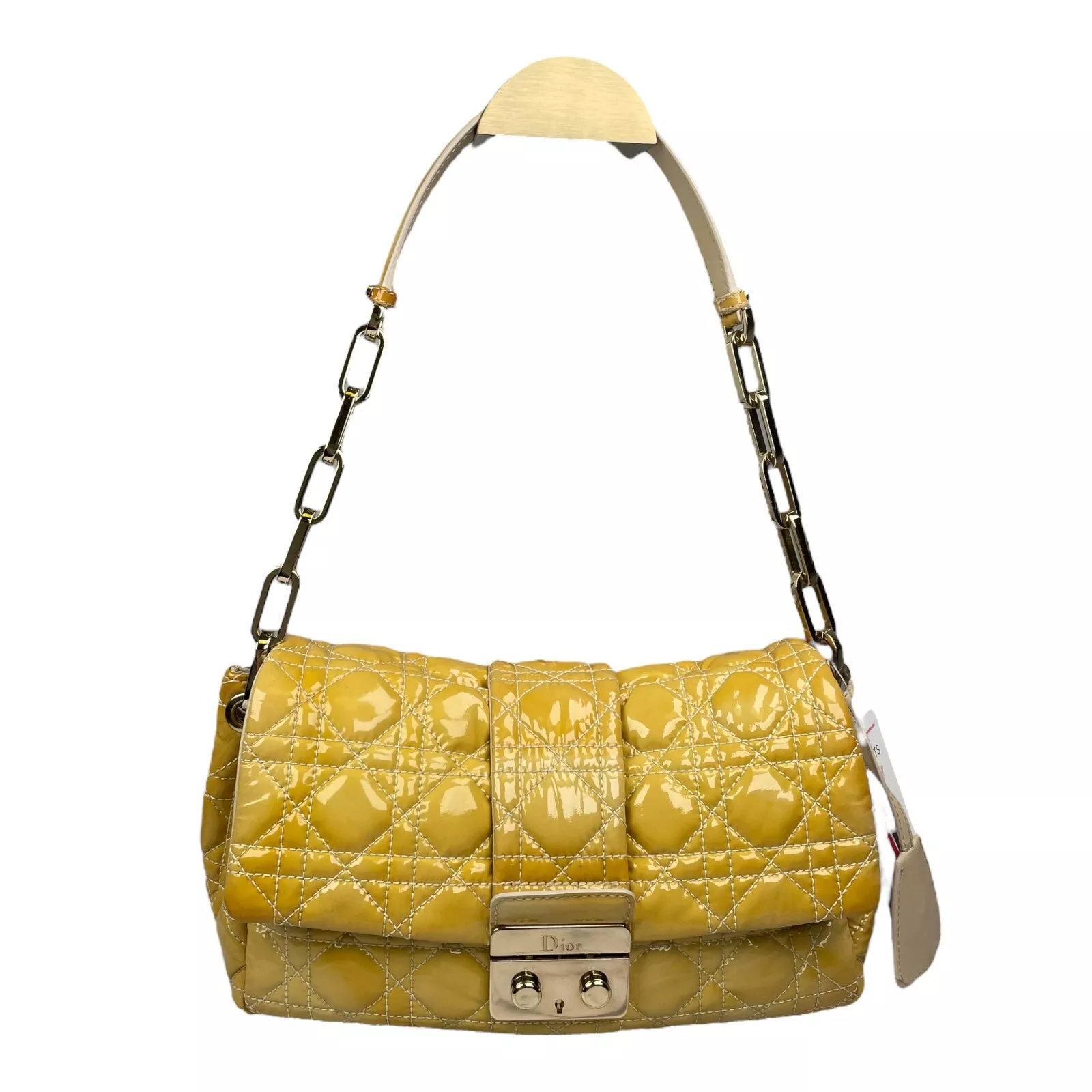 [eBay Live] Sac à main bandoulière Christian Dior jaune neuf verrouillage breveté cannage rabat