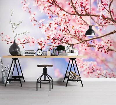 3D Pink Flower Branch ZHUA7386 Wallpaper Wall Murals Removable Self-adhesive Amy
