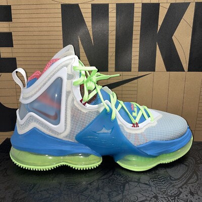 NIKE LEBRON 19 DUTCH BLUE LIME GLOW WHITE DC9339-400 MEN'S SIZE 10