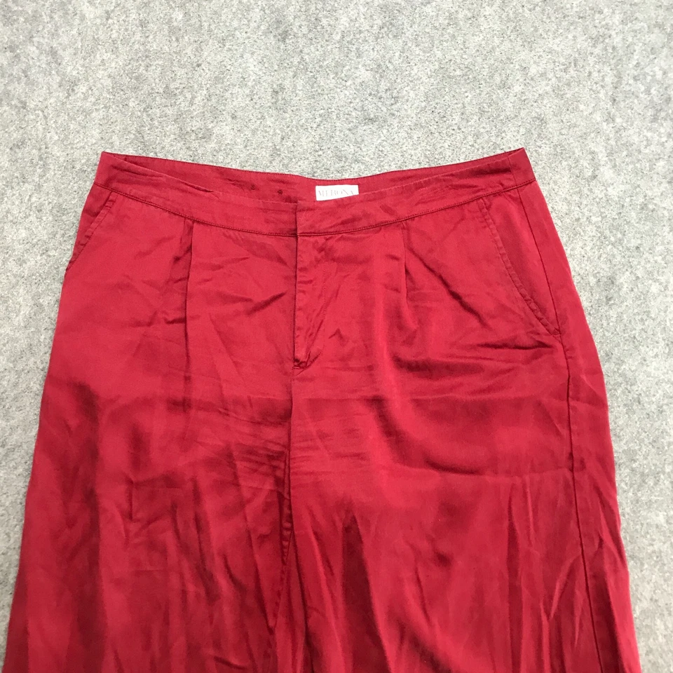 Pantalones Merona Mujer Talla 14 Rojo Corto Capri Pierna Ancha Plisado Frontal Mezcla Lyocell Foto 3 de 4