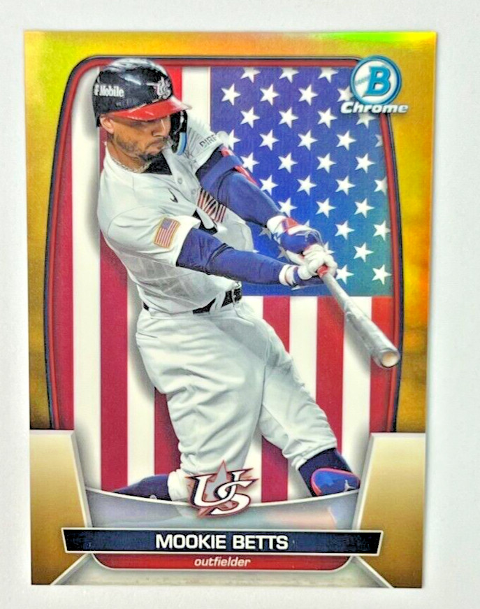 2023 Bowman Chrome MOOKIE BETTS WBC Flag Variation Gold Refractor 27/50 #WBC-86