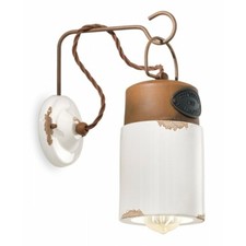 Vintage Retro White and Rust Ceramic Wall Sconce 1 Light FLR-14