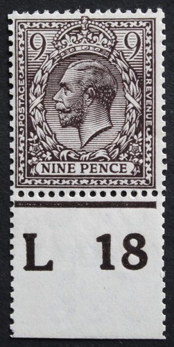 Great Britain 1913 GV Nine Pence Control L18 SG 392 mint