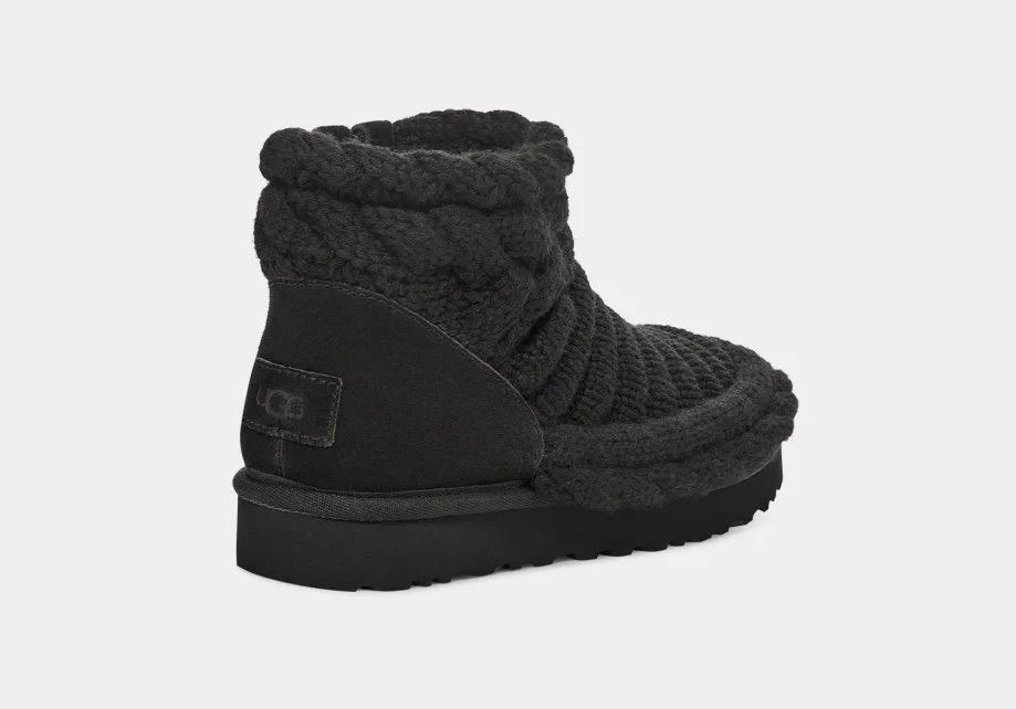New NIB Ugg Classic Mini Chunky Knit Short Cardy Black Womens Sweater Boots RARE image 3