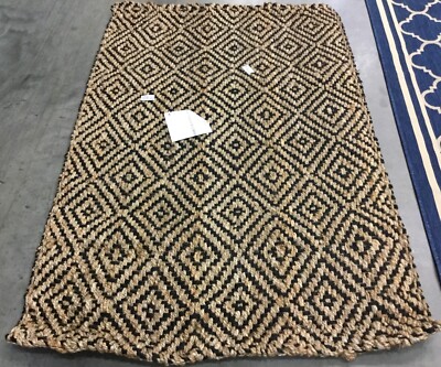 NATURAL / BLACK 4' X 6' Broken Thread Rug, Reduced Price 1172653145 NF181C-4