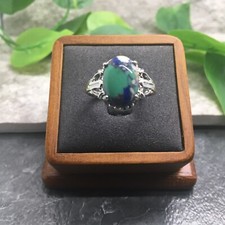 Polished Synthetic Gemstone Silver-Tone Ring Free Ship New Size 11 6934