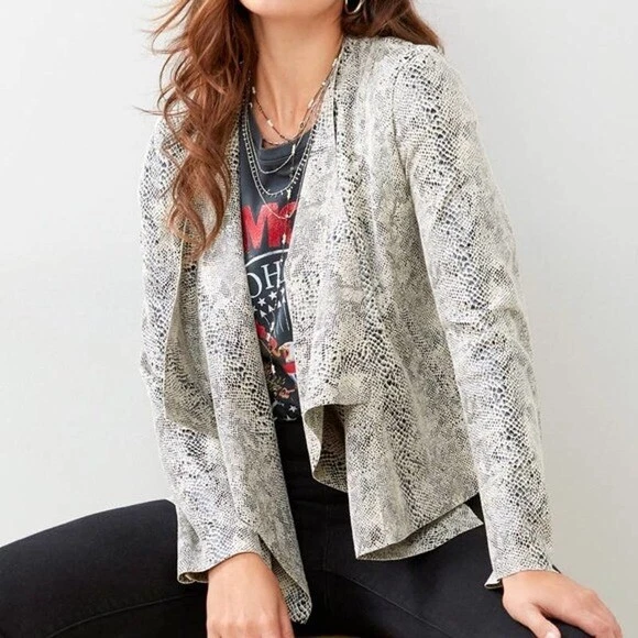 Drape front faux 2025 suede jacket blanknyc