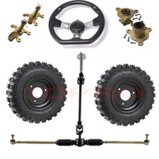 Front 4.10-6 Tires Rims Wheels 3 Lug Hubs Spindle Steering Wheel Axle Shaft Kit