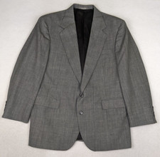 HAGGAR IMPERIAL - MEN'S GRAY PLAID WOOL BLAZER JACKET SPORT COAT - SIZE 44