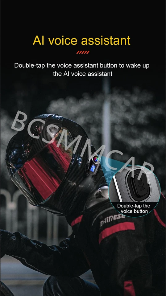 Motorcycle Bluetooth Headphones Helmet Intercom Headset LCD Display W/Flashlight - Image 2 of 4