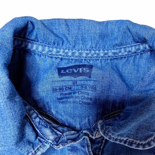 Abito Levi's bambina taglia 2T Chambray lavaggio medio colletto volant linea A - Foto 3 di 3