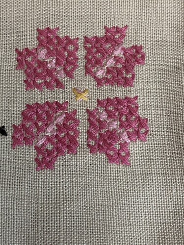 Crossstitch Table/Dresser Cloth Runner Towel Floral SEE Photos Flaw Vintage - Picture 4 of 11