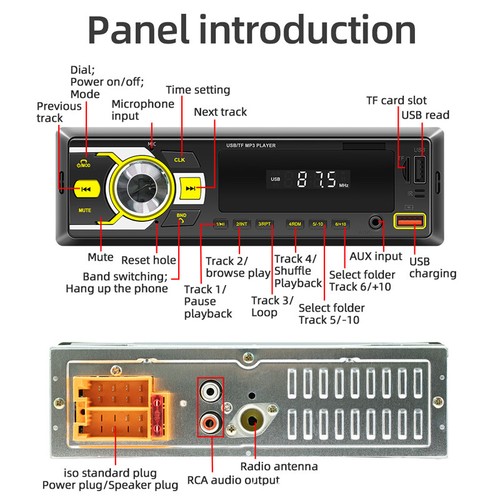 Vendedor de EE. UU. 1 DIN Coche Estéreo Bluetooth USB MP3 Audio Radio Medios Asistente de Voz - Imagen 8 de 15