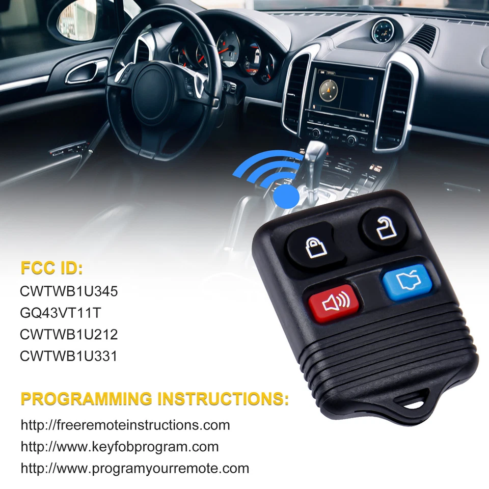 2 New Remote Keyless Entry Replacement fit for Ford Mercury 4 Button Key Fob - Image 3 of 4