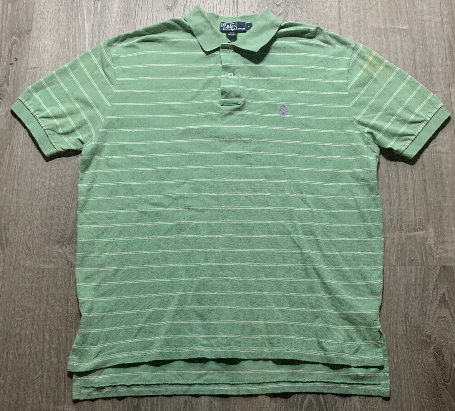 Oneerlijkheid Gronden maak een foto Men's Polo Ralph Lauren Short Sleeve Polo Shirt Mint Green White Stripes L  | eBay