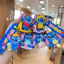 6pc set Stitch keychain cartoon key chain accessories key ring bag Backpack