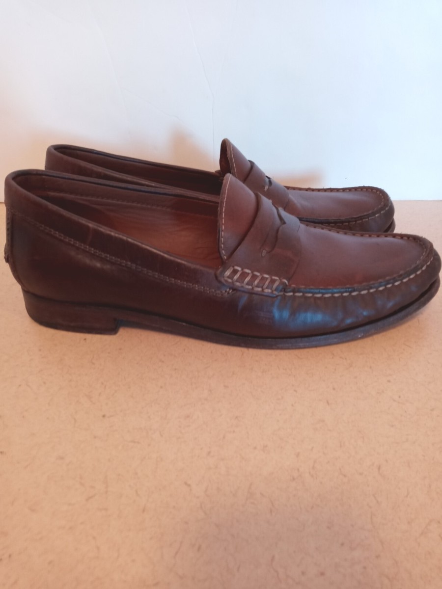 Trask Sz 9 M Brandy Brown Handsewn Leather Penny Loafer  display picture 1