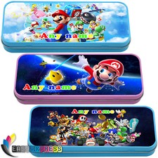Personalised Pencil Case Tin SUPER MARIO Bros Game Name Gift Nintendo DS School