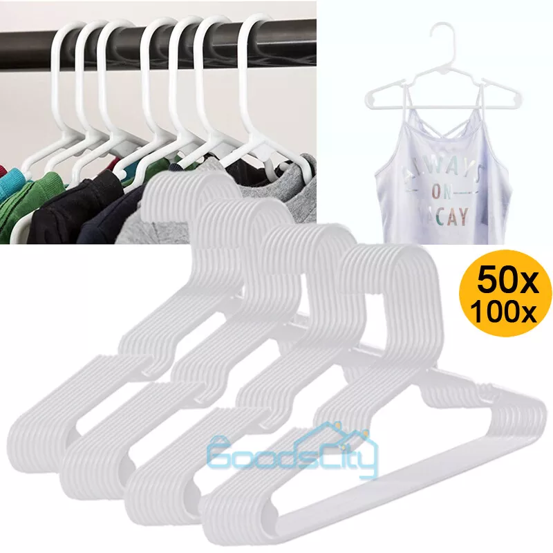 White Hangers Clothes Heavy Duty Non Slip Hangers (50 & 100 Pack) for Home