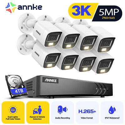ANNKE 8CH DVR 5MP Audio Record Security Camera System Outdoor Color Night Vision