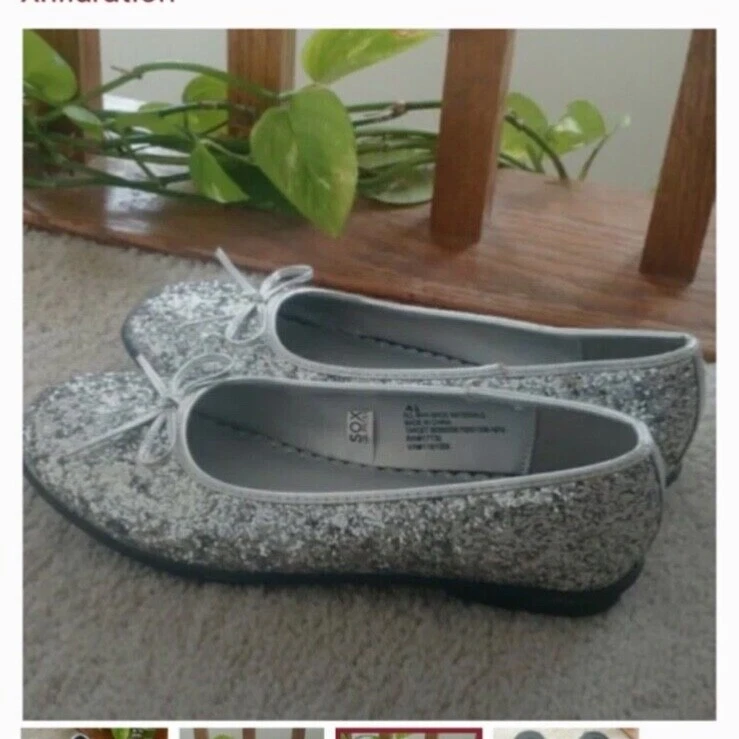 Новые без коробки серебряные блестящие балетки для девочек размер 4,5 - Изображение 4 из 4