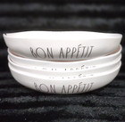 8 Rae Dunn BON APPETIT Melamine 9” Dinner Bowls Off White Black Pasta Salad Pool