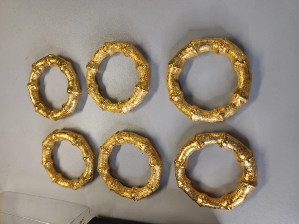 Juego de 6 servilletas de bambú chapadas en oro 24k The Bucklers MCM FIFTH AVE NY Foto 2 de 4