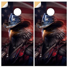 C318 Cowboy Eagle Cornhole Board Wraps LAMINATED Wrap Decals Vinyl Sticker Skins