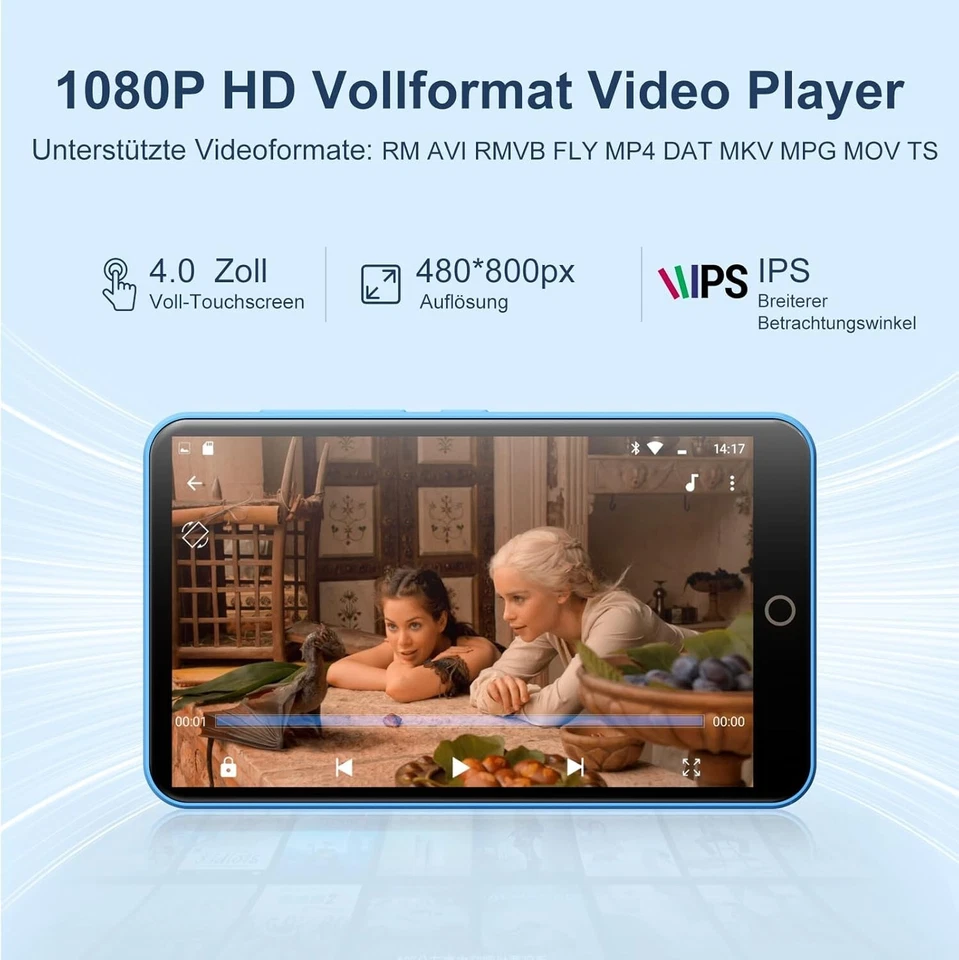 MP3 Player MP4 mit Bluetooth und WLAN Musikplayer 80GB 1080P Touchscreen C274 - Bild 4 von 4