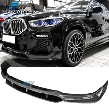 For 20-23 BMW G06 X6 M Sport IKON Carbon Fiber Look Front Bumper Lip Spoiler 4PC