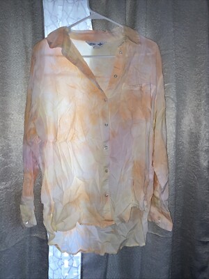 Old Navy Top Womens Medium Button-Up Oversized Tie Dye Boyfriend Multicolor