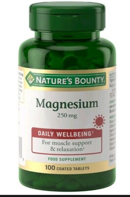 Nature's Bounty Magnesium 250mg 100 überzogene Tabletten Vegan Gluten Laktosefrei