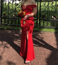 Red Off The Shoulder Prom Dress with Slit. Size 2 