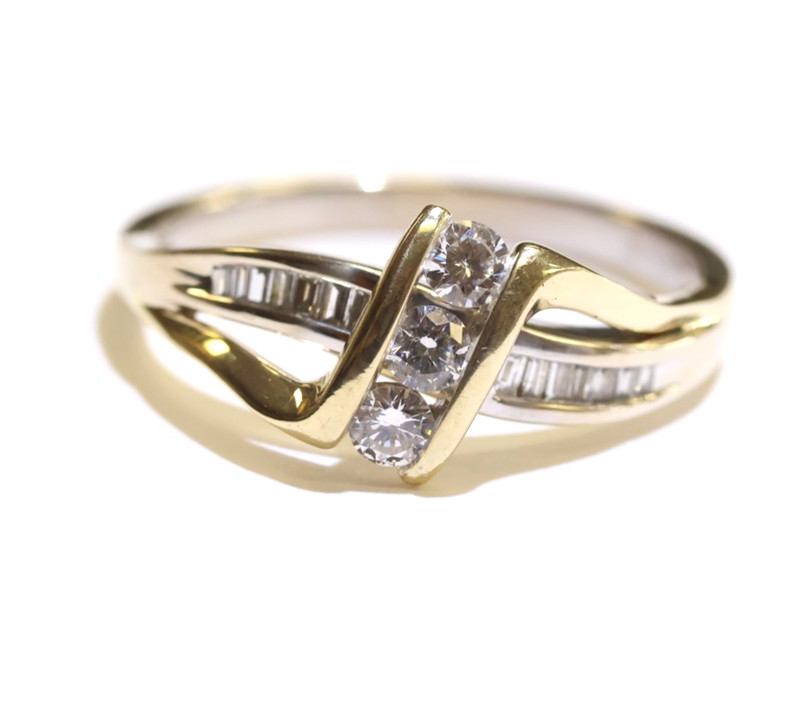 14k yellow & white gold .58ct VS1 G diamond cluster ring band 4.9g estate 11