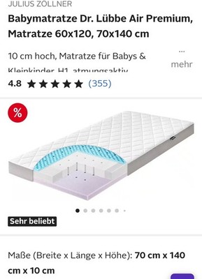 Babymatratze Kindermatratze Dr.Lübbe Air Premium Julius Zöllner 70× 140neuwertig