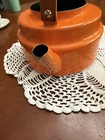 Vintage Orange Enamel Teapot Tea Kettle MCM Teak Wood Handle   Fun and funky! — photo 5