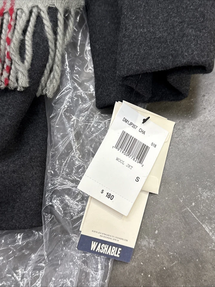 Casaco DOCKERS Weston mistura de lã com cachecol adulto pequeno preto topcoat ervilha $180 - Imagem 3 de 4