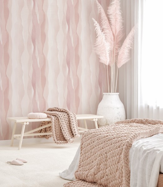 Eur 3,75/Qm /Tapete Marburg Novamur 81633 Rosa Aquarell Wellen Modern-image